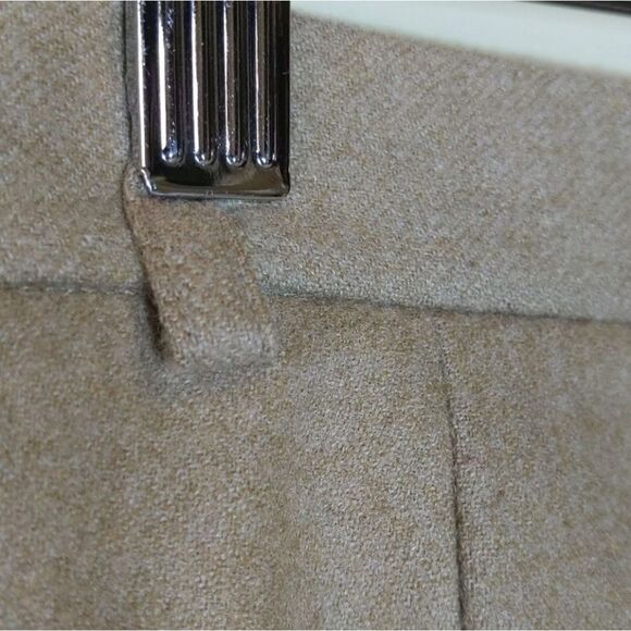 Vintage Lands End Tan Cashmere Wool  Trouser Pants Pleated High Waist Size 10 - Picture 13 of 16